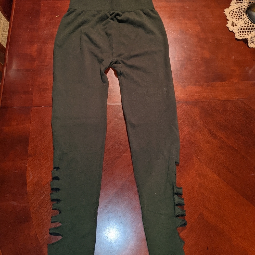 Army Green Cut Out Leggings
